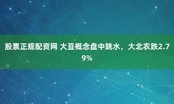 股票正规配资网 大豆概念盘中跳水，大北农跌2.79%